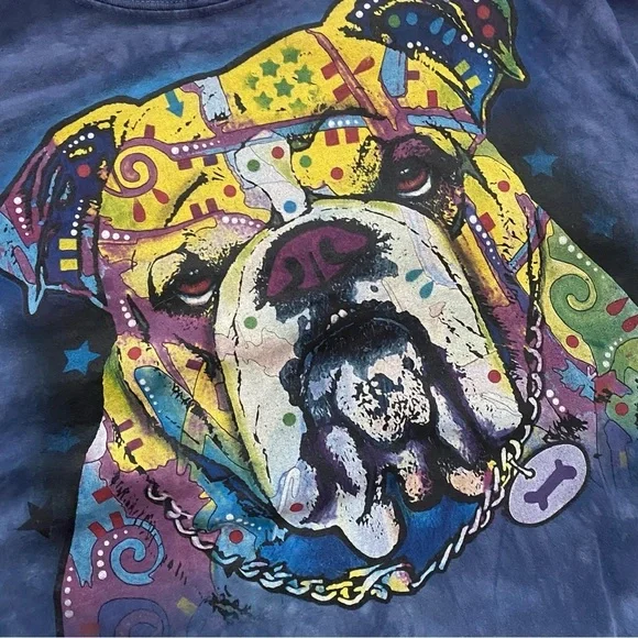The‎ mountain bulldog dog blue tie dye T-shirt - Picture 3 of 8